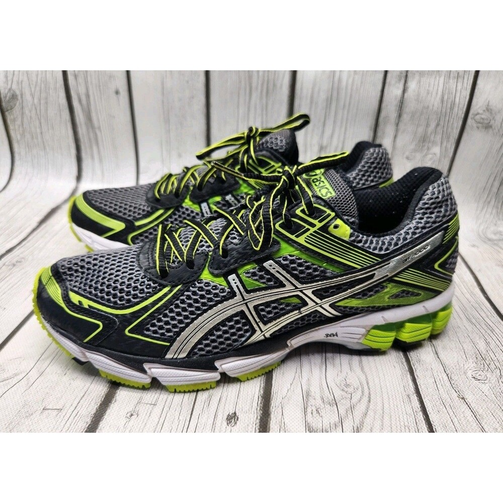 ASICS GT-1000 2 Men's 8 Running Shoes Gray Black Lime Green Athletic Sneakers